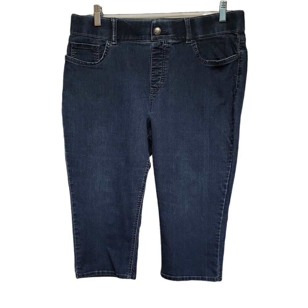 Riders by Lee Mid Rise Women's Dark Wash Cropped Capri Jeans Size 16 Mid-Rise